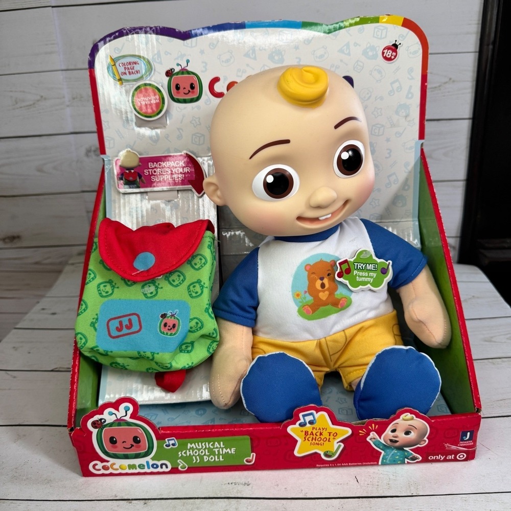 CoComelon JJ Musical Plush Doll Toy w Backpack New‎